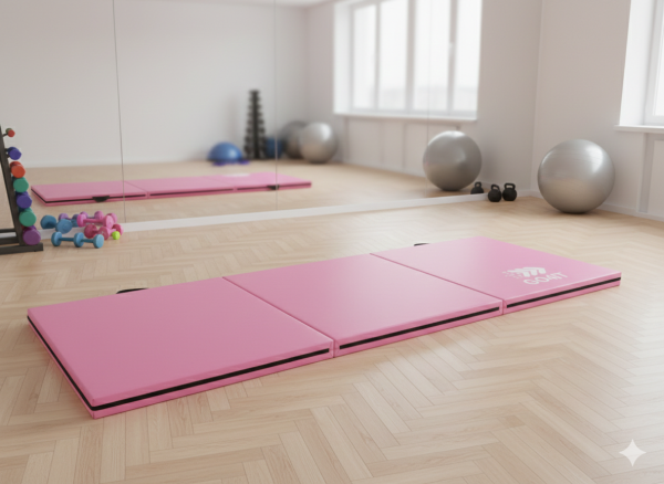 Materac gimnastyczny składany różowy 180x60x5 GO4IT