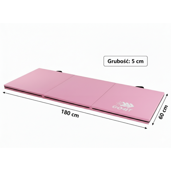 Materac gimnastyczny składany różowy 180x60x5 GO4IT