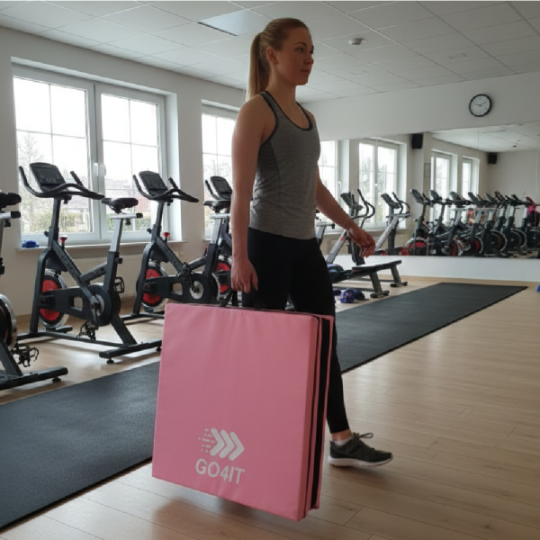 Materac gimnastyczny składany różowy 180x60x5 GO4IT