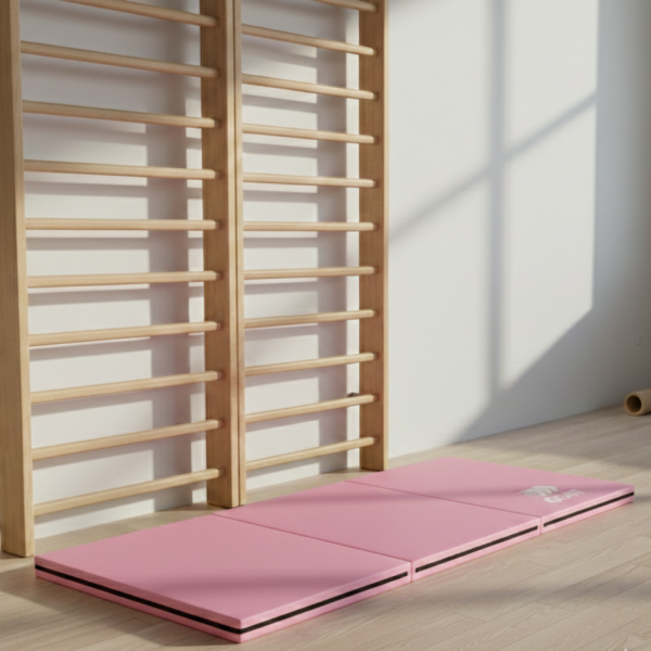 Materac gimnastyczny składany różowy 180x60x5 GO4IT