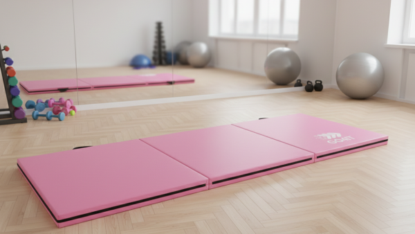 Materac gimnastyczny składany różowy 180x60x5 GO4IT