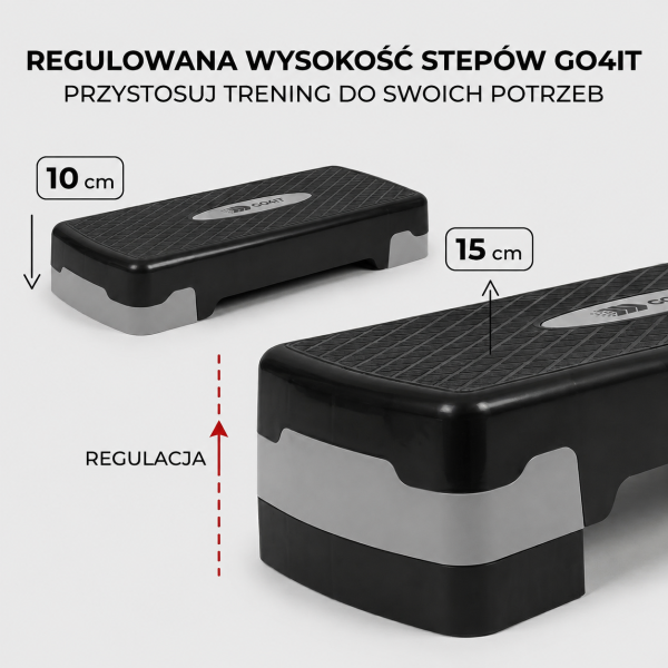 step2a Step do ćwiczeń 68×28x10/15cm GO4IT czarno-szary